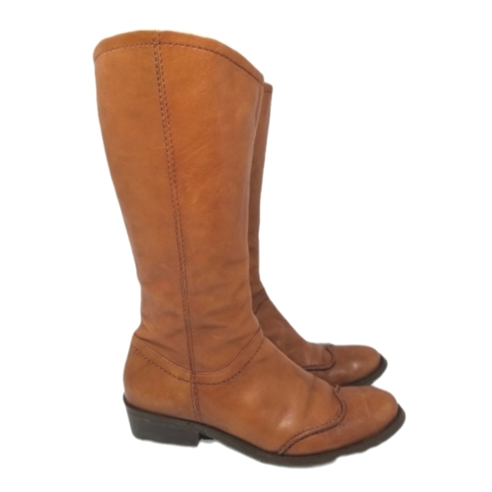 Biviel Cognac Shaboa Leather Tall Western Stitched Boots Women's US 6 - EUR 36.5